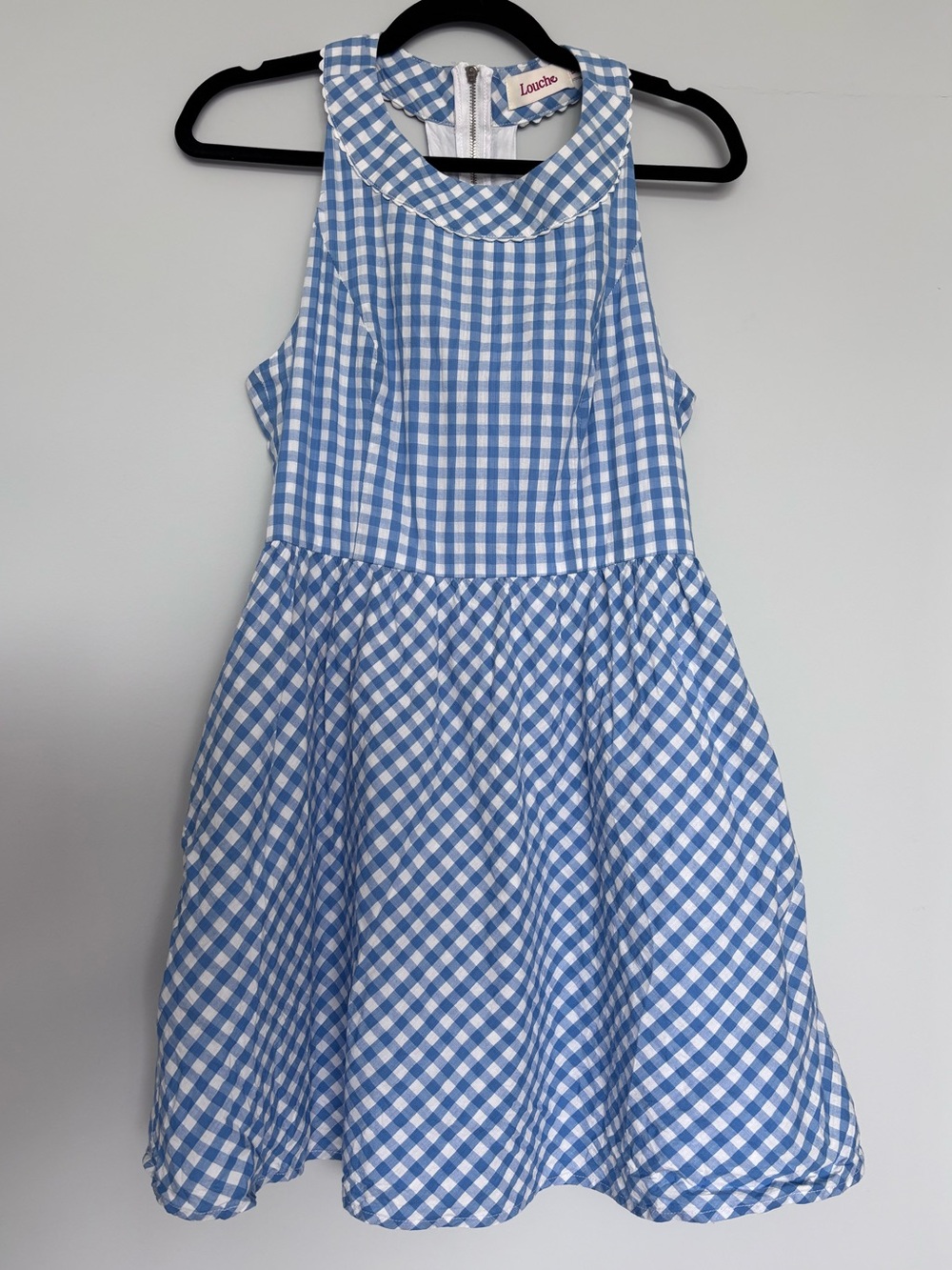 Louche Gingham Mini Dress – Blue – Size Medium